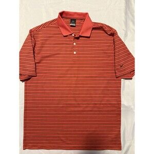 Nike Golf Mens Shirt Size XL Dri Fit UV Polo Orange Striped Short Sleeve